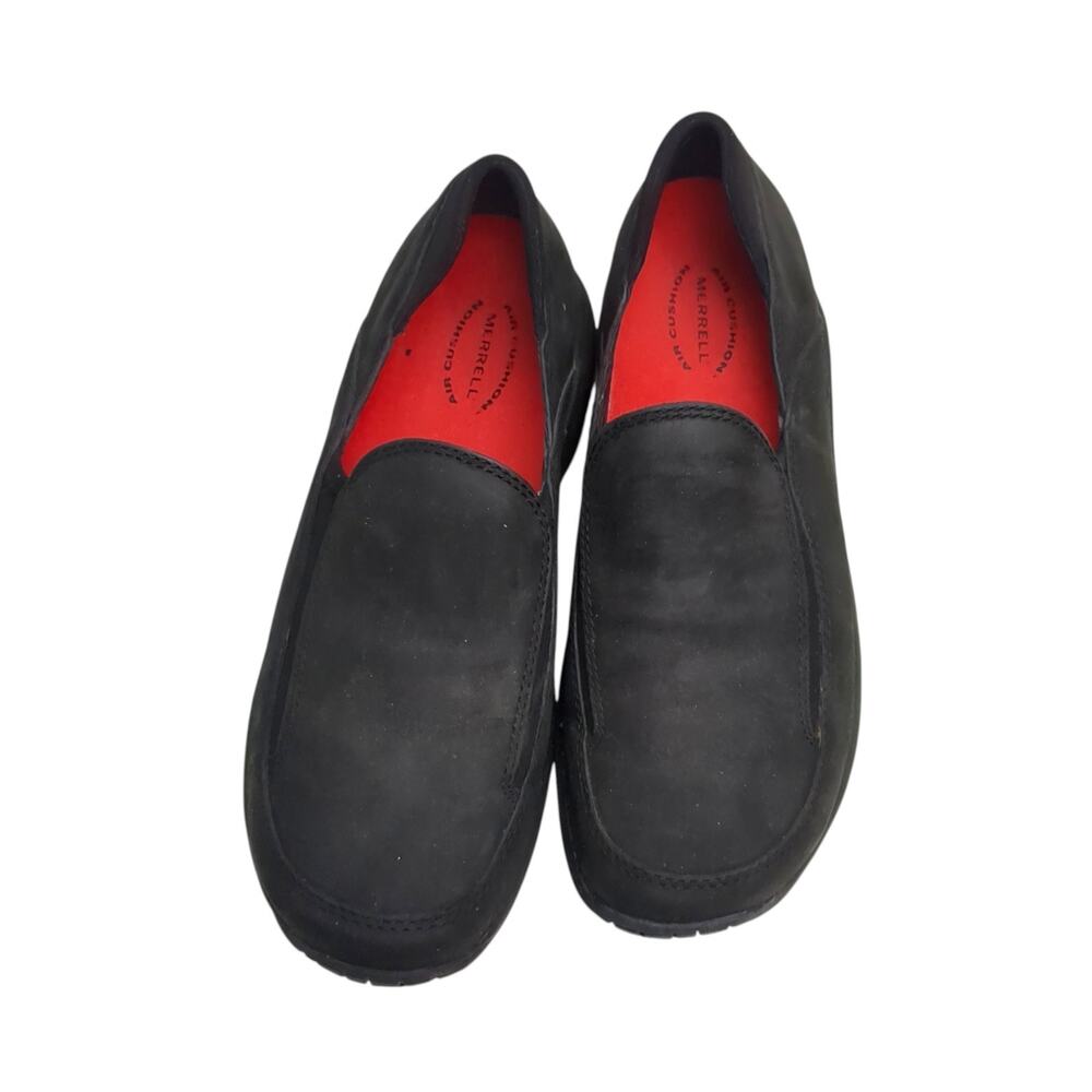 Merrell Moc Shoes Womens 7.5 Slip On Black Leather Suede Treviso Comfort Casual - Picture 3 of 8